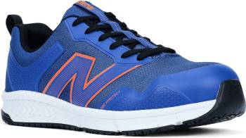 New Balance NBMIDEVOLBO Evolve, Men's, Blue/Orange, Alloy Toe, EH, Slip Resistant, Low Athletic, Work Shoe
