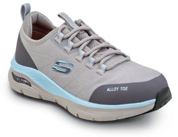 Women's Grey/Aqua Sadie Arch Fit MaxTRAX® Alloy Toe Athletic